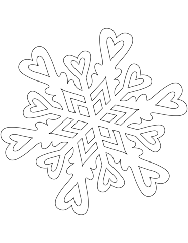 Snowflake Pattern With Hearts Coloring Page